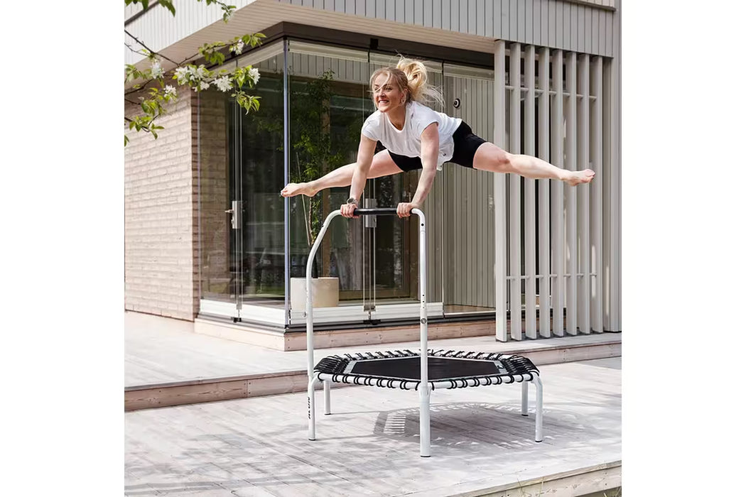 ACON Fitness Rebounder - Hexagon Rebounder Trampoline w/ Handle - 55" (1.41m) White