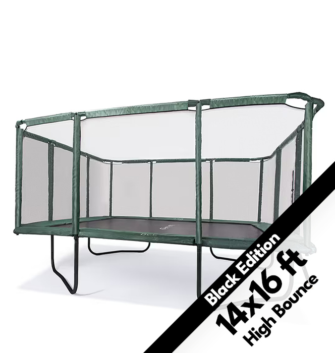 GeeTramp Force 14x16ft Rectangle Trampoline - Black Edition - High Bounce