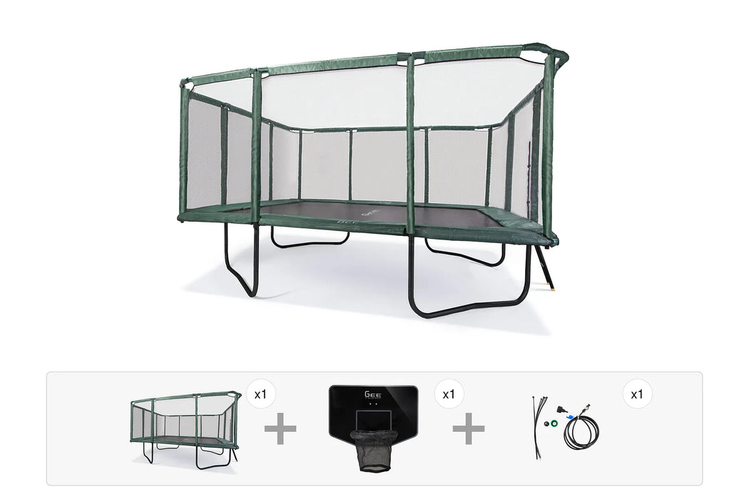GeeTramp Force 14ft x 16ft Rectangle Trampoline - Family Fun Bundle