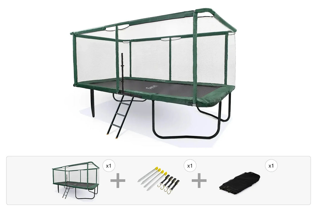 GeeTramp Force 10ft x 17ft Rectangle Trampoline - Peace of Mind Bundle