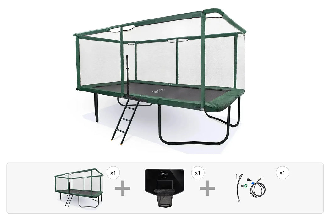 GeeTramp Force 10ft x 17ft Rectangle Trampoline - Family Fun Bundle