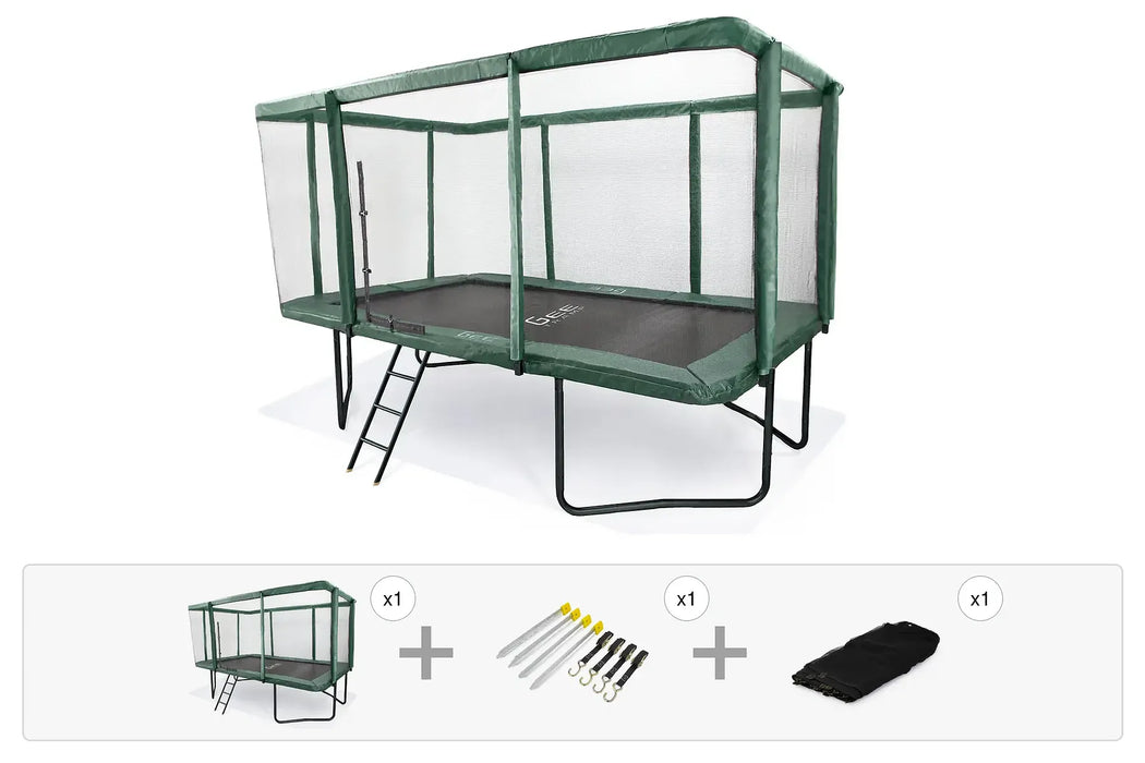 GeeTramp Force Pro 9ft x 14ft Rectangle Trampoline - Peace of Mind Bundle