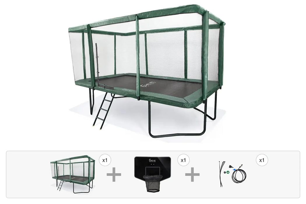 GeeTramp Force 9ft x 14ft Rectangle Trampoline - Family Fun Bundle