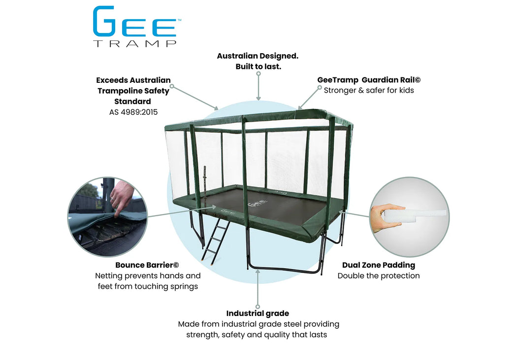 GeeTramp Force Pro 8ft x 12ft Rectangle Trampoline