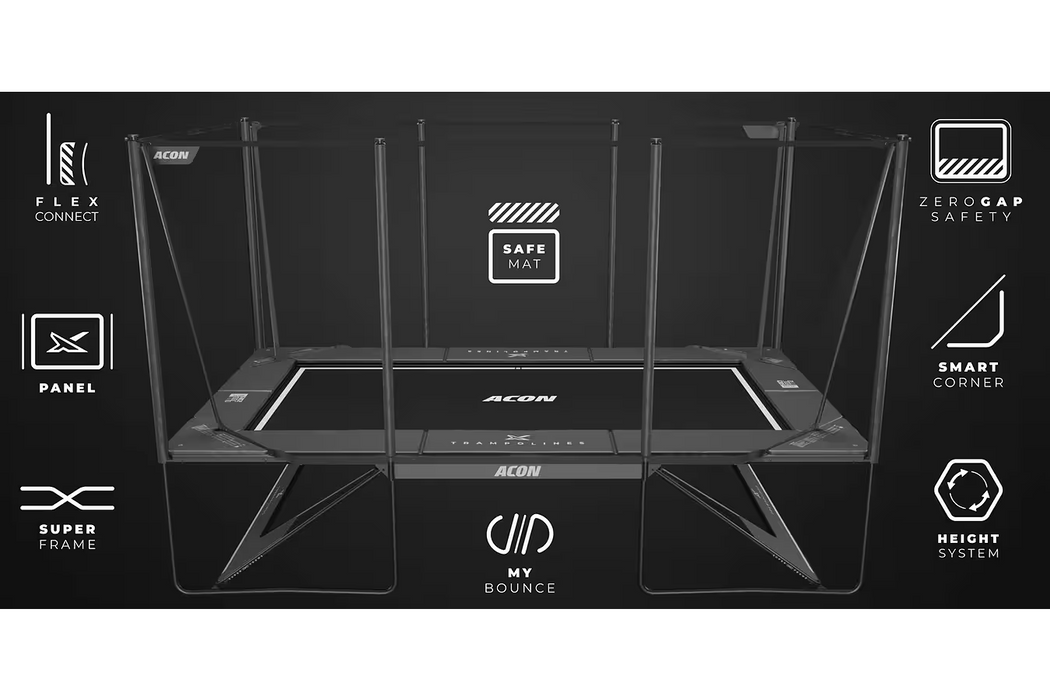 ACON X 17ft Trampoline with Net Enclosure and Ladder - Grey