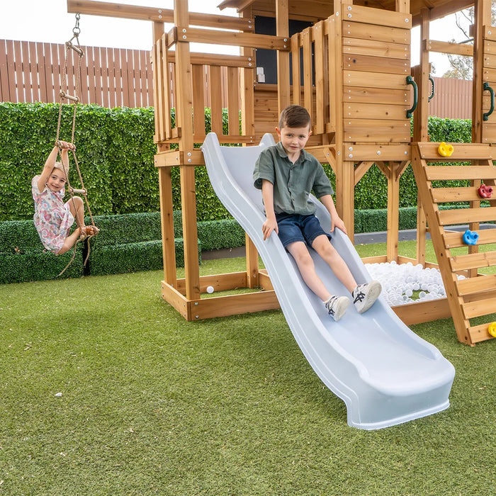 Kingston Cubby House, Monkey Bars & Swing Set with 2.2m Slide (Cubby Clearance)