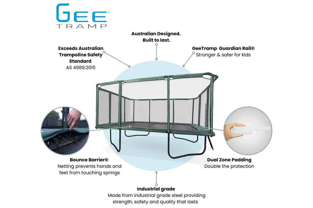 GeeTramp Force 14ft x 16ft Rectangle Trampoline - Family Fun Bundle