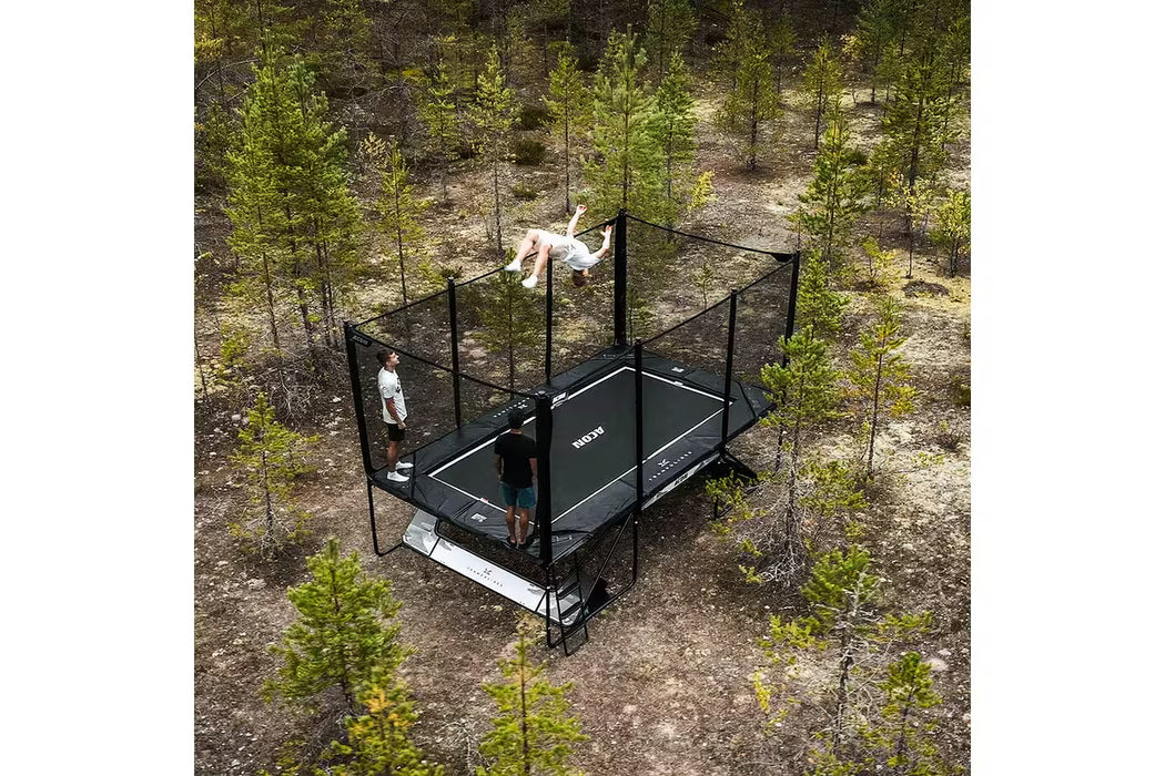 ACON X 17ft Trampoline with Net Enclosure and Ladder - Black