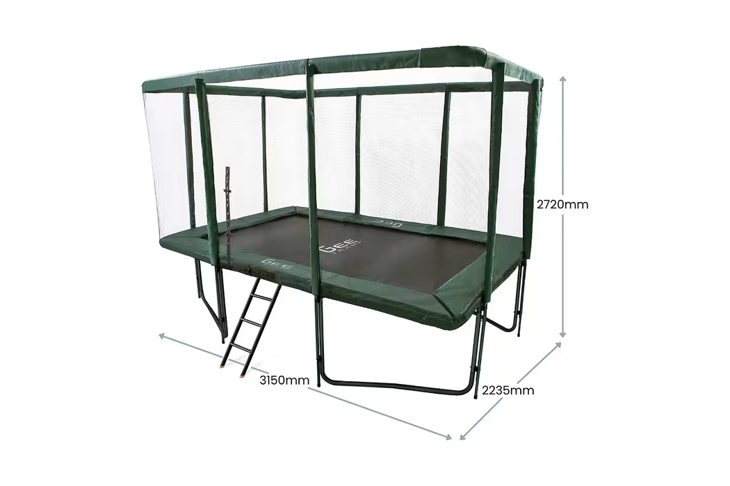 GeeTramp Force 7x10ft Rectangle Trampoline Black Edition - Family Fun Bundle