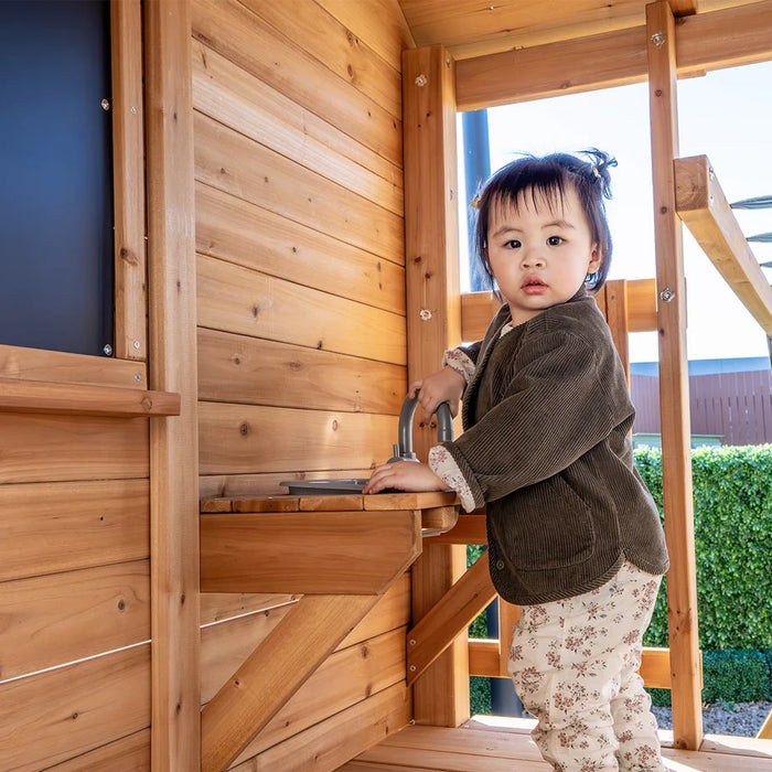 Kingston Cubby House, Monkey Bars & Swing Set with 2.2m Slide (Cubby Clearance)
