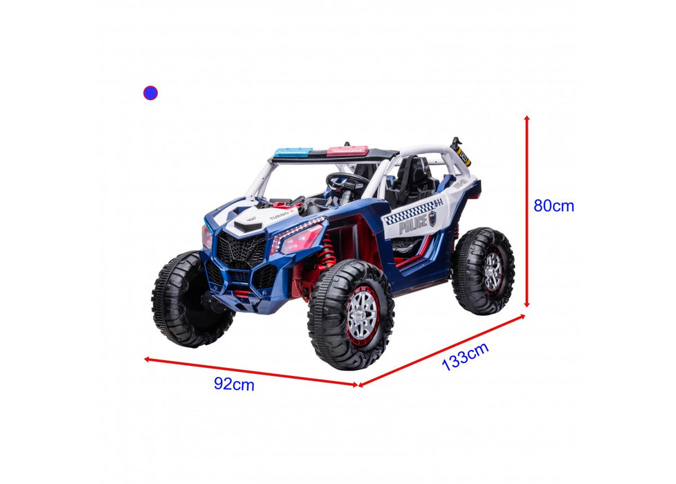 GO SKITZ 24V POLICE BEACH BUGGY KIDS RIDE ON BLUE (8602759889195)