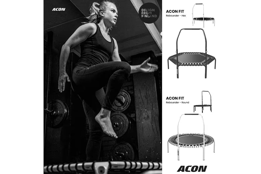 ACON Fitness Rebounder - Hexagon Rebounder Trampoline w/ Handle - 55" (1.41m) Black