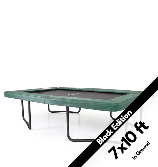 GeeTramp Force 7x10ft Rectangle Trampoline - In Ground - Black Edition