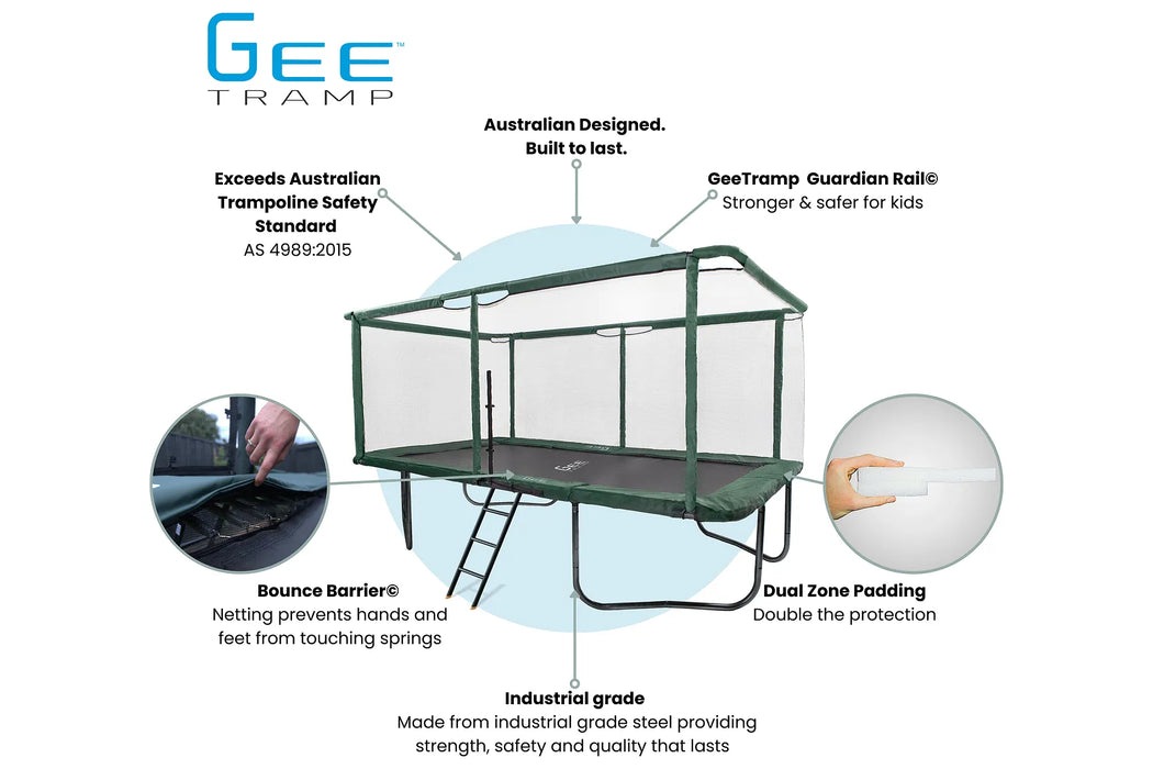 GeeTramp Force 10ft x 17ft Rectangle Trampoline - Family Fun Bundle