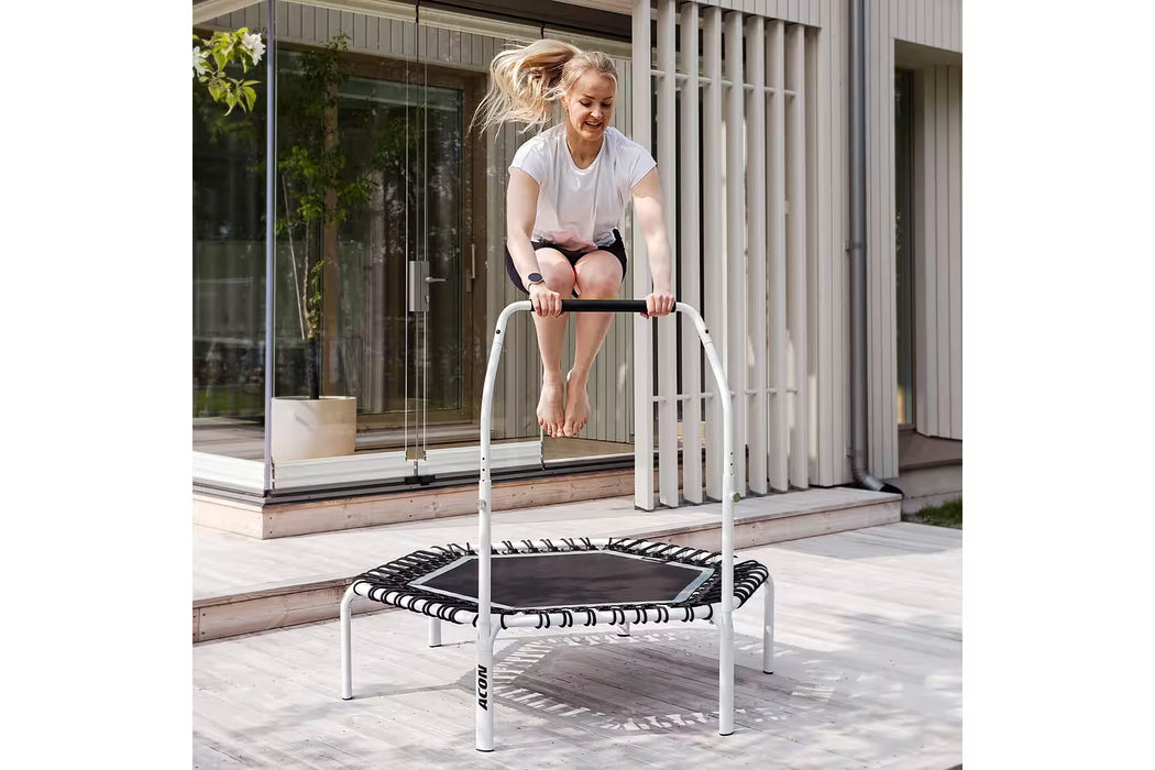 ACON Fitness Rebounder - Hexagon Rebounder Trampoline w/ Handle - 55" (1.41m) White