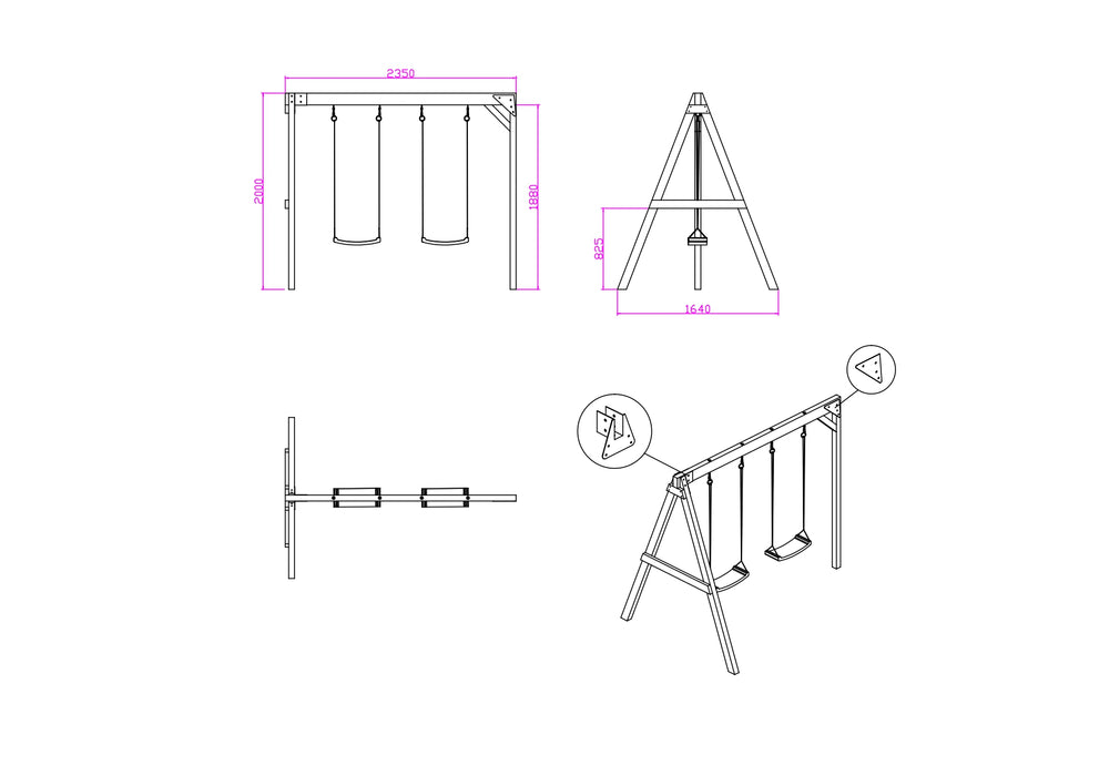 Kidzshack Swing Set - Compatible with Caboodle Shack & Jolly Shack) (PERTH ONLY CLEARANCE)