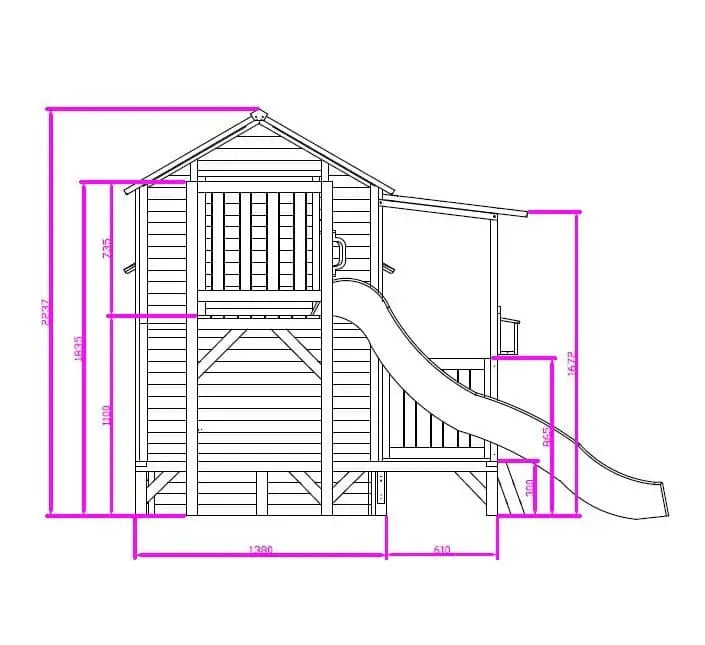 Kidzshack Jolly Shack Cubby House - with Fort & Slide & Mud Kitchen (PERTH CLEARANCE ONLY - OCT DELIVERY)