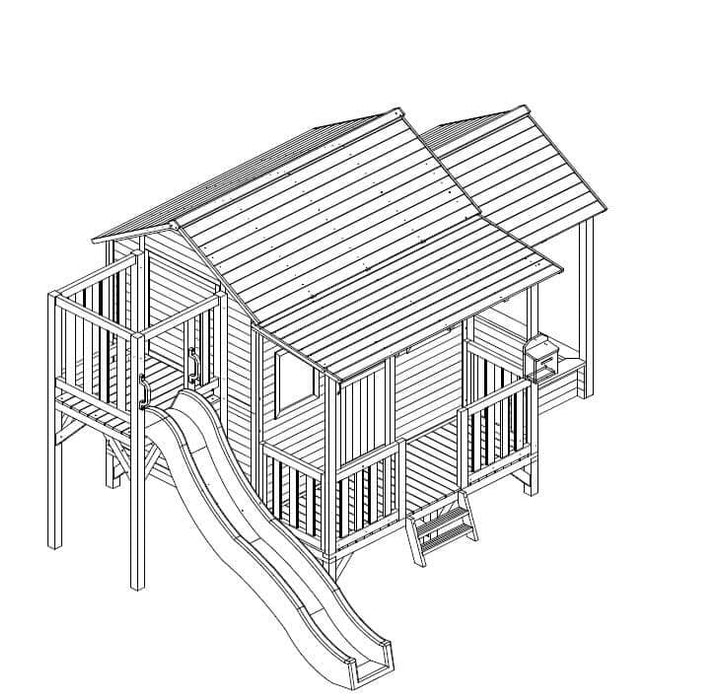 Kidzshack Delightful Shack Cubby House with Mud Kitchen & Fort & Slide (PERTH CLEARANCE ONLY - OCT DELIVERY)
