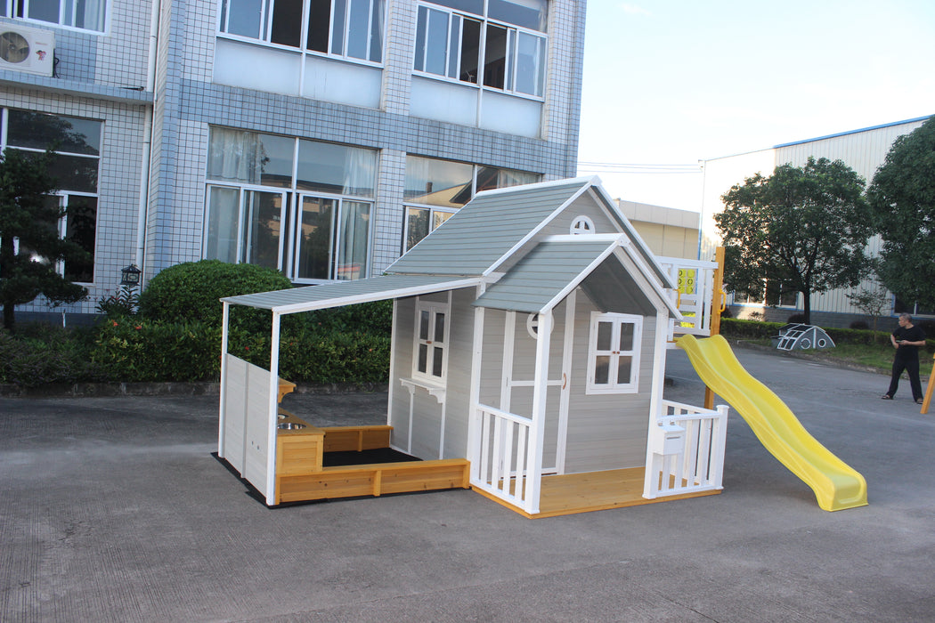 KidzShack JOLLY Shack Cubby House + Mud Kitchen with Slide (PERTH CLEARANCE ONLY)