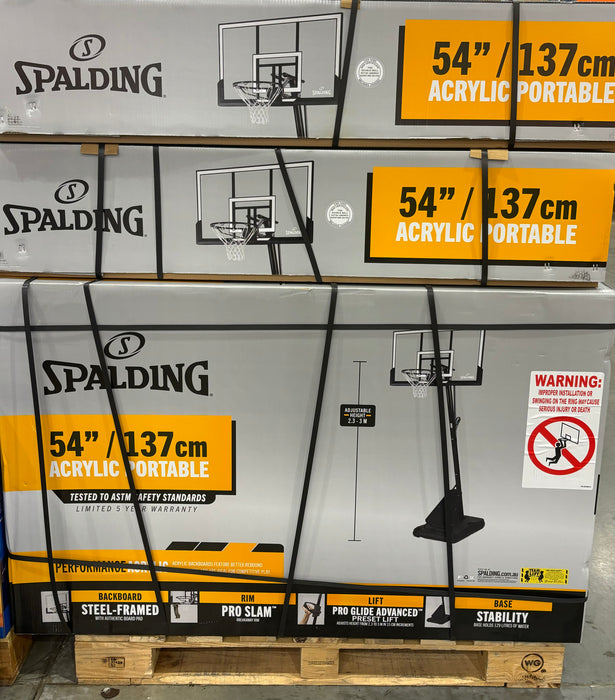 Spalding Pro Glide Advanced 54" /137cm Acrylic Portable Hoop System (Perth Delivery Only)