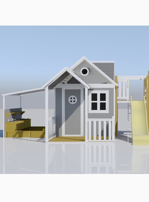 KidzShack JOLLY Shack Cubby House + Mud Kitchen with Slide (PERTH CLEARANCE ONLY)