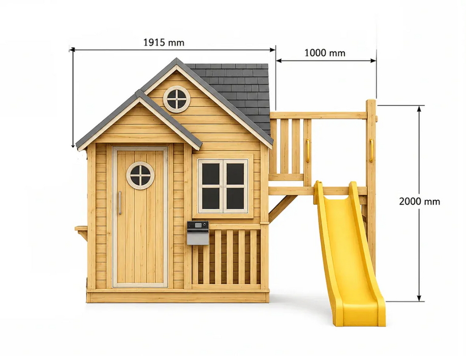 KidzShack JOLLY Shack Cubby House + Mud Kitchen with Slide (PERTH CLEARANCE ONLY)