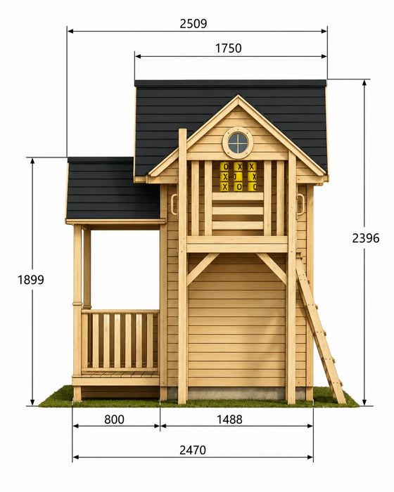KidzShack JOLLY Shack Cubby House + Mud Kitchen with Slide (PERTH CLEARANCE ONLY)