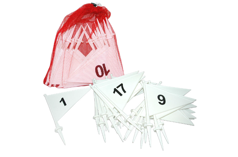 PVC MARKER FLAG SET NUMBERED 1-20 - WHITE