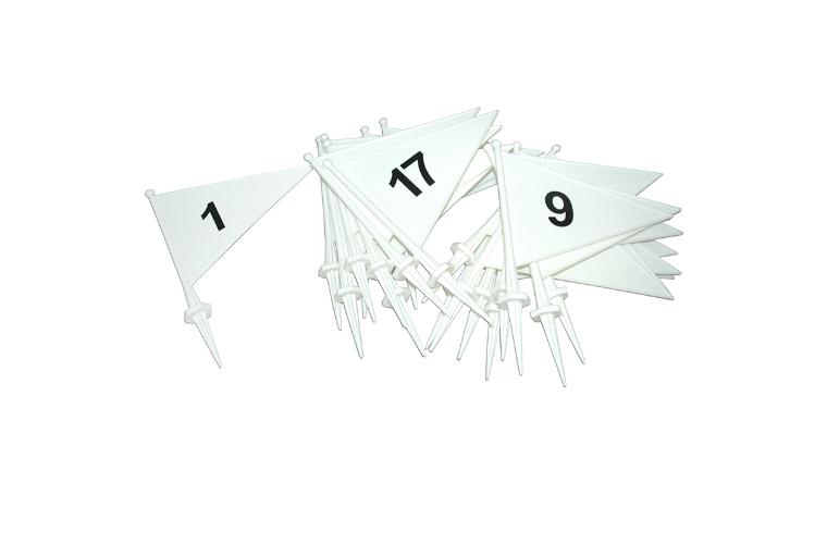 PVC MARKER FLAG SET NUMBERED 1-20 - WHITE