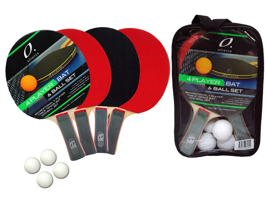 ALLIANCE 4 Player Bat & Ball Table Tennis Set