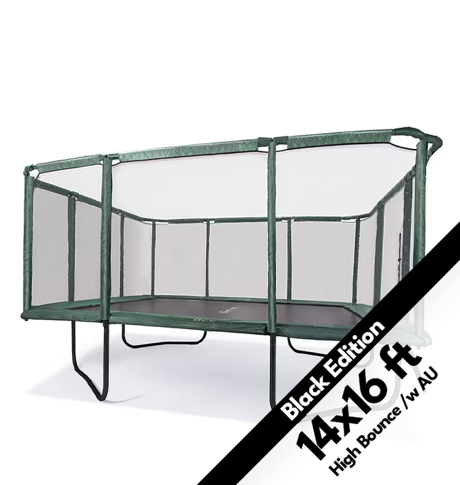 GeeTramp Force 14x16ft Rectangle Trampoline - Black Edition - High Bounce /w AU Springs
