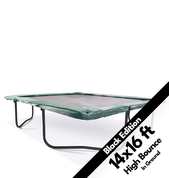 GeeTramp Force 14x16ft Rectangle Trampoline - In Ground - Black Edition - High Bounce