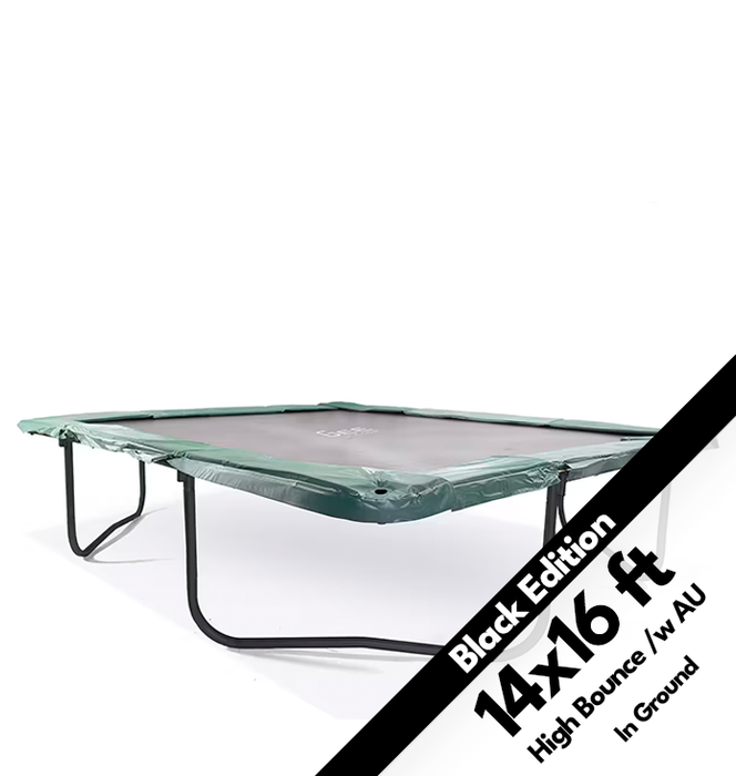 GeeTramp Force 14x16ft Rectangle Trampoline - In Ground - Black Edition - High Bounce /w AU Springs