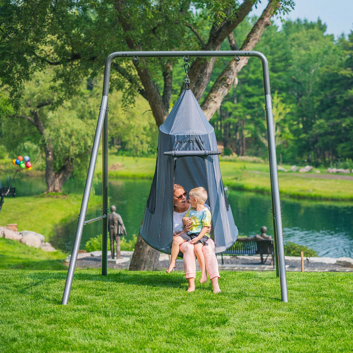 GOBAPLAY Single Swing Set with Tent Swing