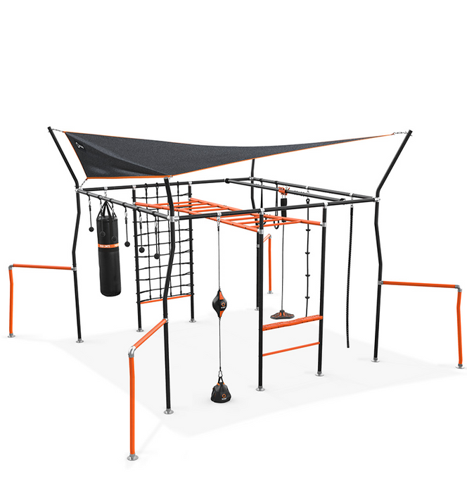 Ninja Quest Monkey Bars - (XL) * Shade Cover * Cargo Net * Ninja Grips * Roman Rings * Flying Fox * Boxing Bag * Gym Rope * Jungle Rope  * Punching Ball.