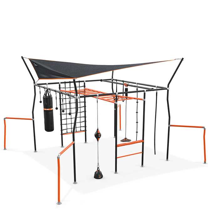 Ninja Quest Monkey Bars - (XL) * Shade Cover * Cargo Net * Ninja Grips * Roman Rings * Flying Fox * Boxing Bag * Gym Rope * Jungle Rope  * Punching Ball (+ FREE BB Set)