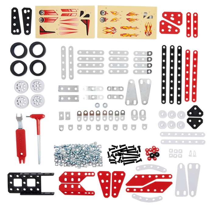 Meccano, 10-in-1 Racing Vehicles STEM Model Building Kit with 225 Parts and Real Tools, Kids Toys for Ages 8 and up (8203049107755)